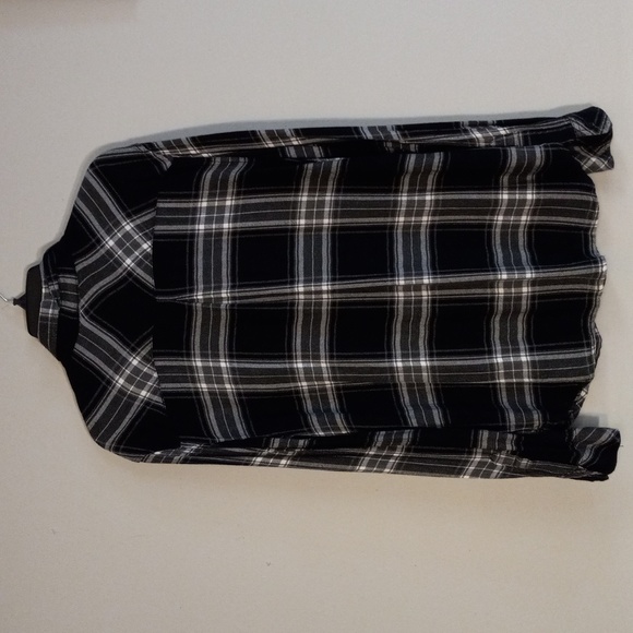 Beach Lunch Lounge Collection Black and White Plaid, Button Down Flannel - Picture 2 of 10